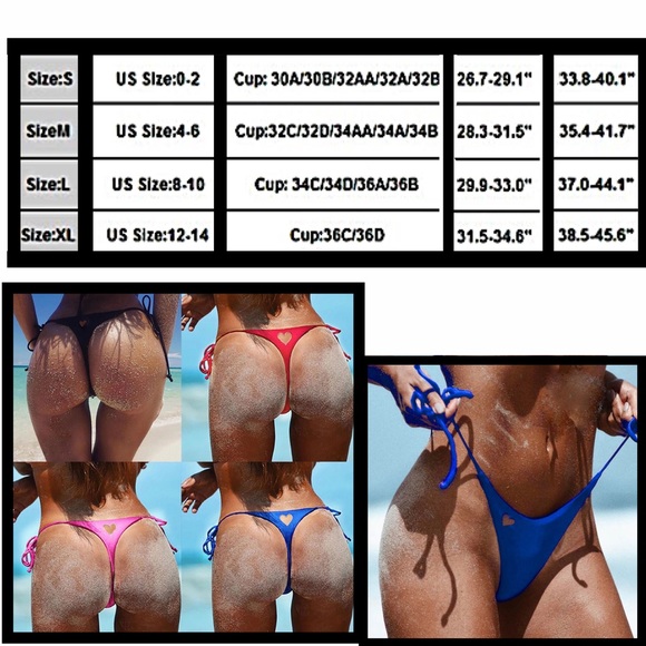 Blue Heart Cutout Tie Sides Bikini Bottoms NWT - Picture 6 of 6